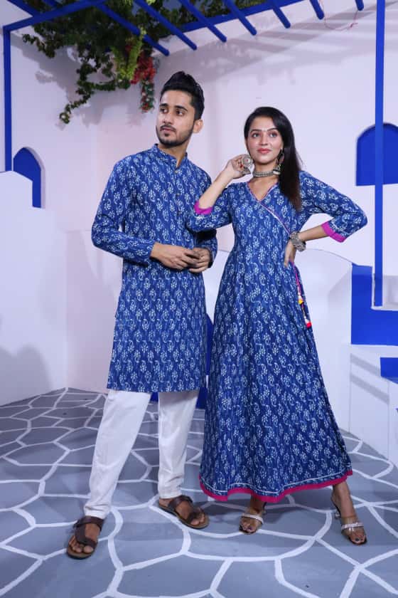 Blue Printed Couple Co-ord Set